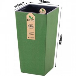 macetero con inserto prosperplast urbi square eco 11,4 l en color verde 19,5 x 19,5 x 37,5 cm