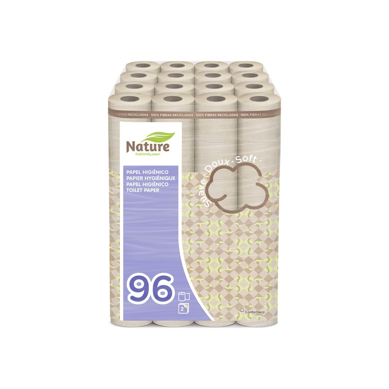 gc nature papel higiénico doméstico, de celulosa nature: 96 rollos de 34,5 m. c/u; 3312 metros totales de papel de baño