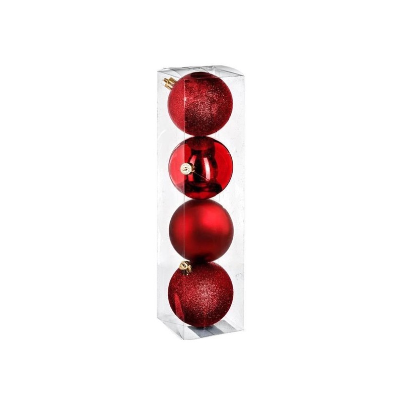 bola de navidad 80mm x 4 rojo