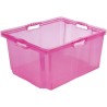 caja de almacenaje con asas integradas - tamaño xxl - 52 x 43 x 26 cm - 44 l - rosa transparente