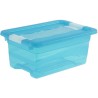 2x cubo de almacenaje con tapa, plástico, azul transparente, 4 l
