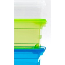 pack de 2 cubos de almacenaje 28/52 litros con tapa cornella de plastico verde transparente
