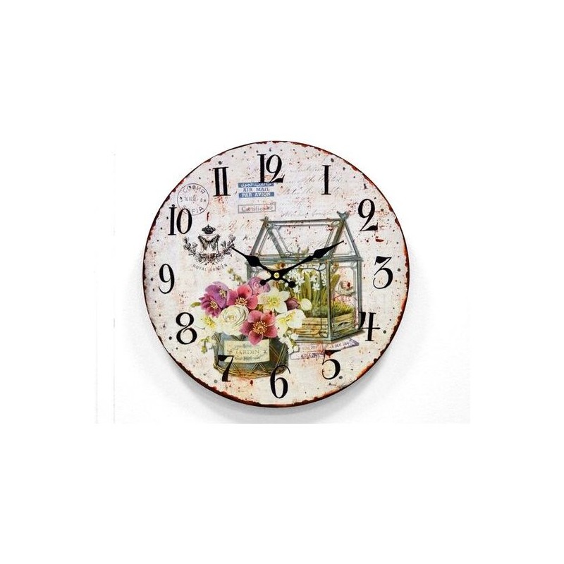 reloj de pared madera botanica blanca
