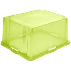 2x caja de almacenaje con asas integradas, tamaño: xxl, 52 x 43 x 26 cm, 44 l, verde transparente