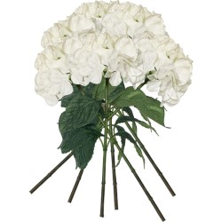 pack de 6 ramos de hortensias con tacto natural 88 cm con flores de 20 cm en color blanco