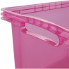2x caja de almacenaje con asas integradas, tamaño: m, 35 x 27 x 21 cm, 13,5 l, rosa transparente