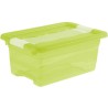 2x cubo de almacenaje con tapa, plástico, verde transparente, 4 l