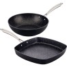 set gran formato 28 cms vita san ignacio - sartén wok 28x8 cms y sartén grill, asador 28x28, aluminio forjado, inducción