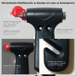 pack sos light + martillo de seguridad portátil de emergencia, para coche: rompeventanas y cortador de cinturón de seguridad, y,