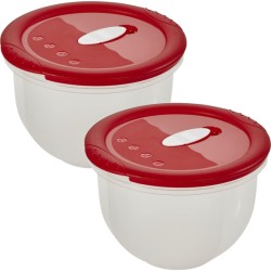 2x recipiente para alimentos 2 en 1 con válvula para microondas - apto para microondas y congelador - de -20 °c a 100 °c, 1,5 l,