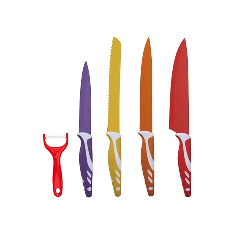 set 5 cuchillos multicolor acero inox - colors swiss home
