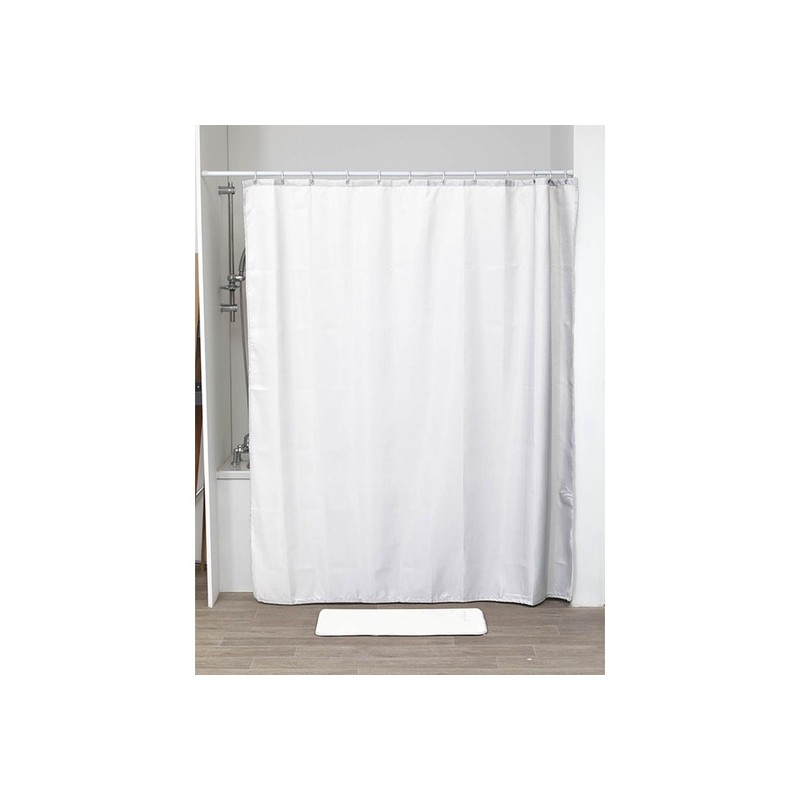 cortina de ducha poliester motivo diamantes 180 x 200 cm - blanco