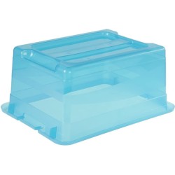 2x cubo de almacenaje con tapa, plástico, azul transparente, 12 l