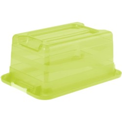 2x cubo de almacenaje con tapa, plástico, verde transparente, 4 l