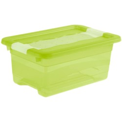 pack de 4 cubos de almacenaje 4/7/12/24 litros con tapa cornella de plastico verde transparente