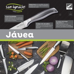 set de 3 filos de corte jávea - hacha de cocina 17,5 cms - cuchillo jamonero 25 cms y cuchillo para el pan 20 cms