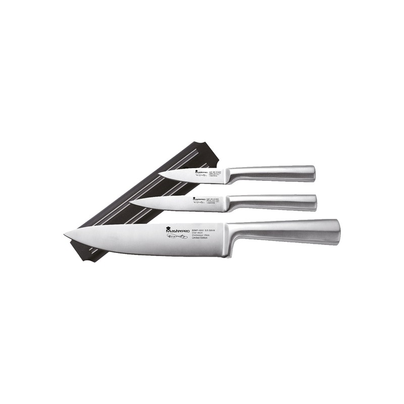 set 3 cuchillos (chef,multiusos,pelador) acero inox
