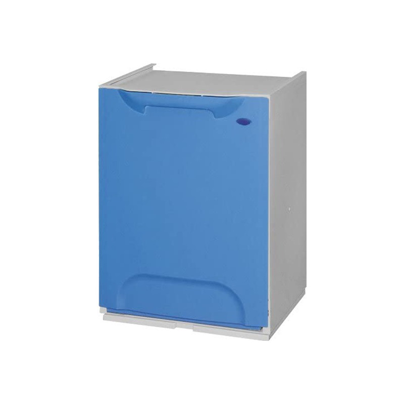 papelera reciclaje en polipropileno color azul, con depósito 20 l en el interior
