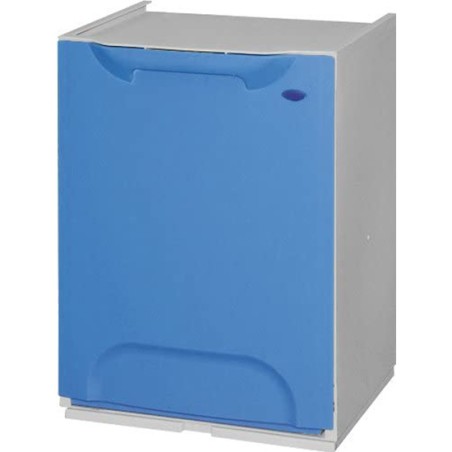 papelera reciclaje en polipropileno color azul, con depósito 20 l en el interior