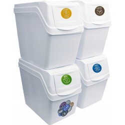 juego de 4 cubos de reciclaje 80l prosperplast sortibox de plastico en color blanco