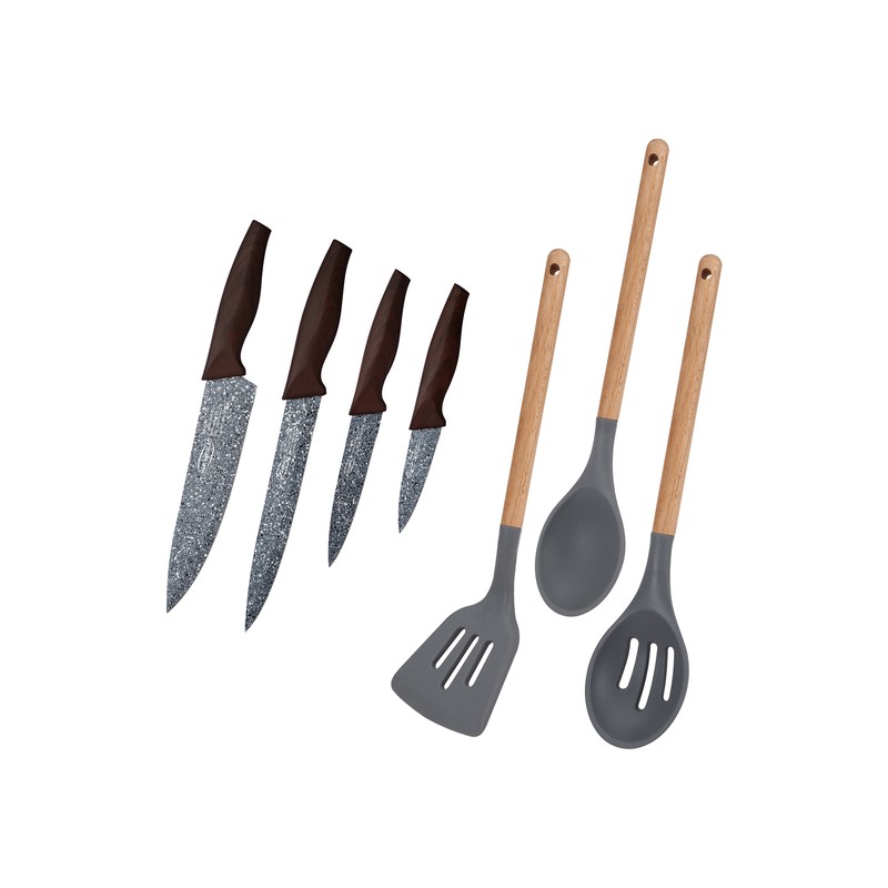4 cuchillos de cocina en acero inox. set 3 utensilios de cocina