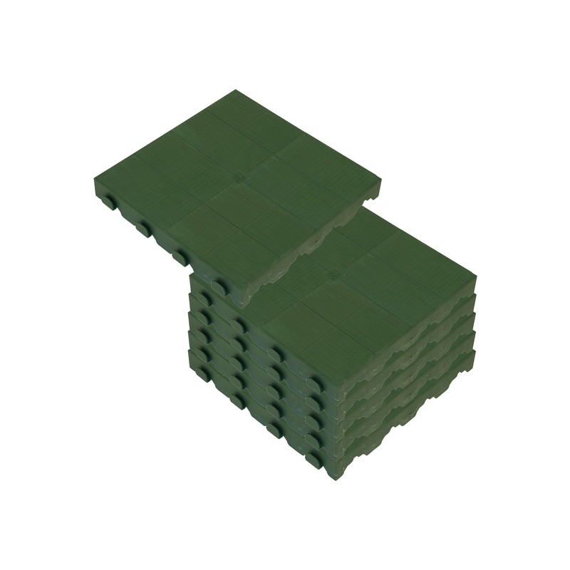 pack de 6 baldosas plásticas para suelo exterior de 39x39x4,8 cm. superficie total 0,9m² colección combi - verde