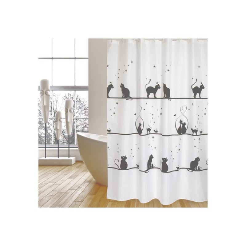 cortina de baño poliester gatitos 180x200