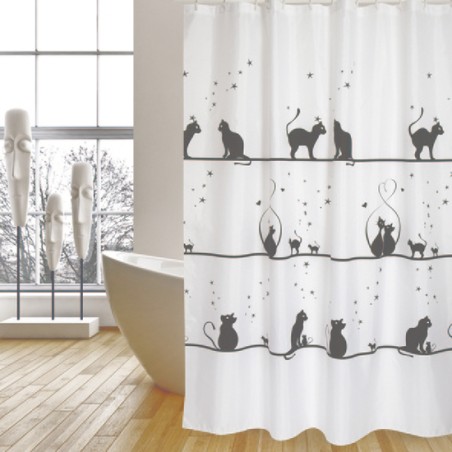 cortina de baño poliester gatitos 180x200