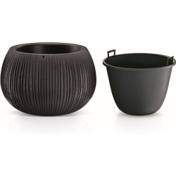 prosperplast beton bowl de plástico con depósito en color cemento negro - 21,8x37x37 cms