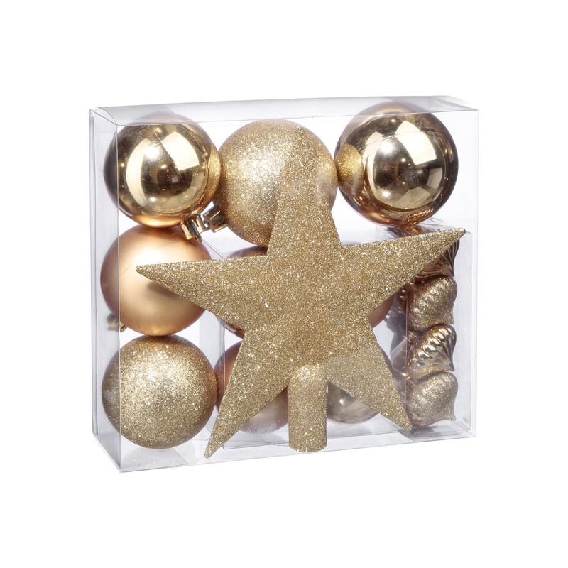 kit de bolas de navidad 18 piezas oro