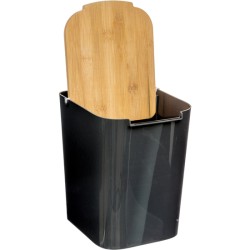 papelera con tapa de bambú baltik 5l negra
