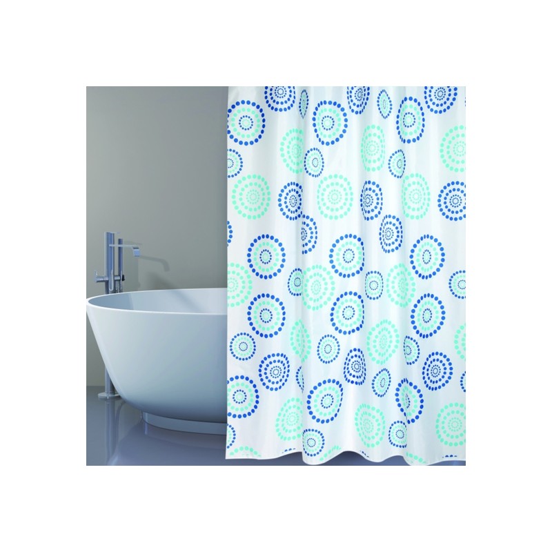 cortina de baño poliester. 180x200 cm - dots bleu