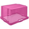 caja de almacenaje con asas integradas - tamaño xl - 43 x 35 x 23 cm - 24 l - rosa transparente