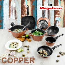 magefesa copper tartera cuadrada 27 con tapa de vidrio