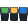 juego de 3 cubos de reciclaje - 60 litros- color antracita