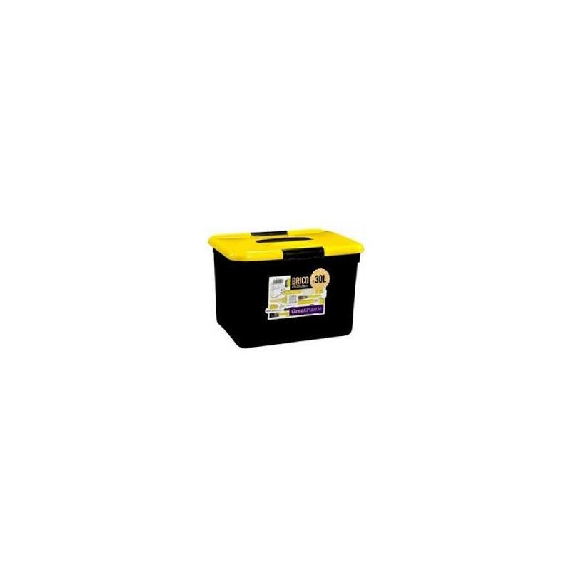 caja de herramientas con asa en color negro de 30 litros