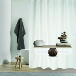 cortina de ducha diseño piedras