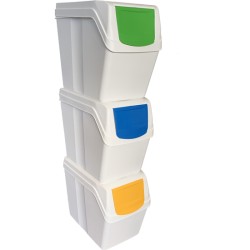 3 cubos de reciclaje con capacidad de 60 litros - color blanco