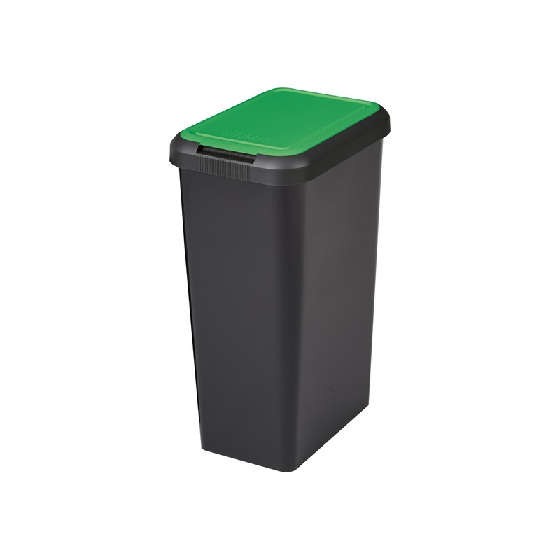 cubo basura reciclaje doble apertura 45l tapa verde