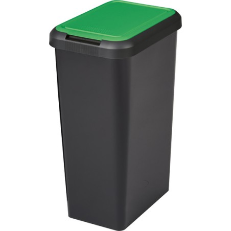cubo basura reciclaje doble apertura 45l tapa verde