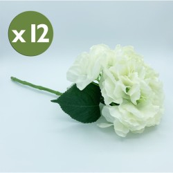 pack de 12 ramos de hortensias con tacto natural 42 cm con flores de 20 cm en color blanco