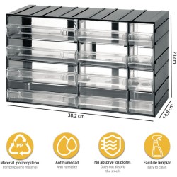 unidad de almacenamiento modular de plástico con 4+4+4 cajones