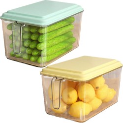 set de 2 contenedores de 6,3 l cada uno para almacenamiento de alimentos, con tapas en color