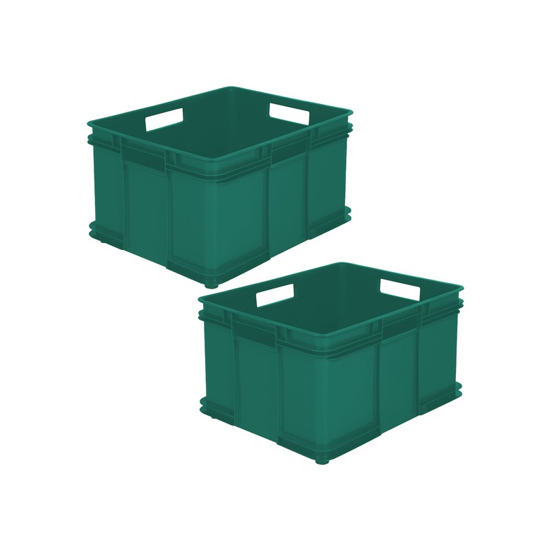 2x caja de almacenaje eurobox xxl, plástico eco (pp), 52 x 43 x 28 cm, 54 l, verde