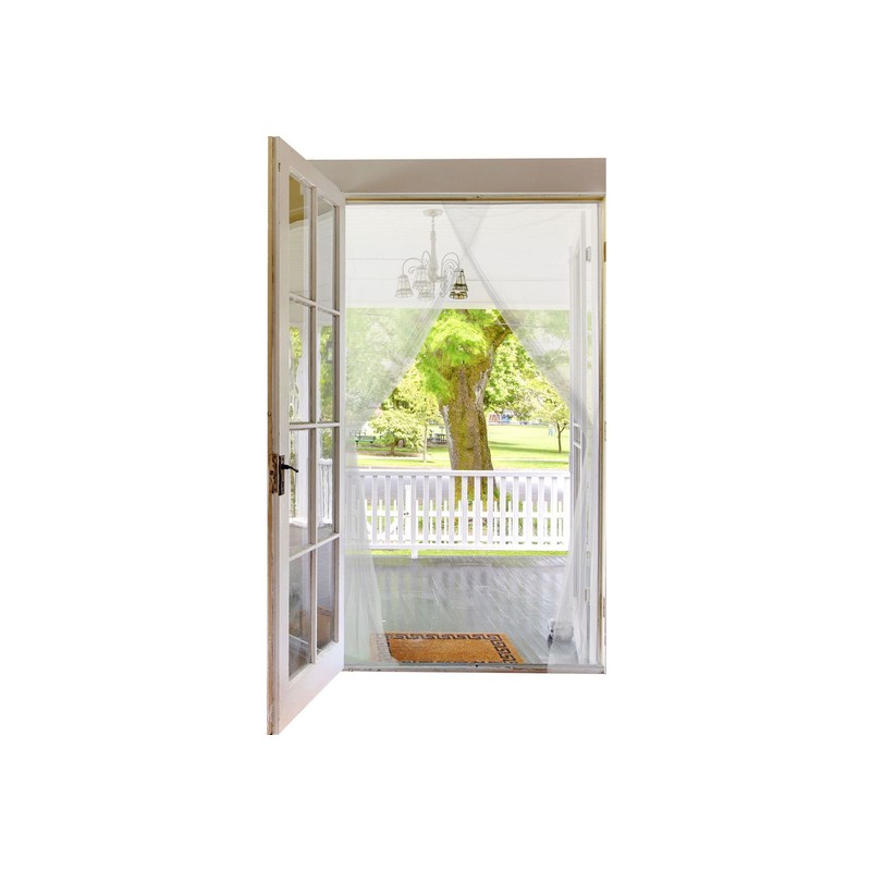 kit mosquitera cortinas para puerta 2 bandas de 75x220cm - blanco