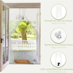 kit mosquitera cortinas para puerta 2 bandas de 75x220cm - blanco