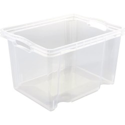 2x caja de almacenaje con asas integradas, tamaño: m, 35 x 27 x 21 cm, 13,5 l, transparente