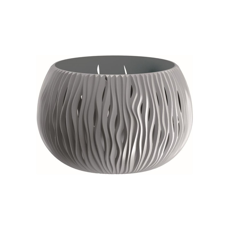 bowl sandy de plástico con depósito en color gris piedra 11 x 14,4 x 14,4 cms