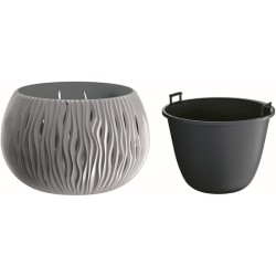 bowl sandy de plástico con depósito en color gris piedra 11 x 14,4 x 14,4 cms