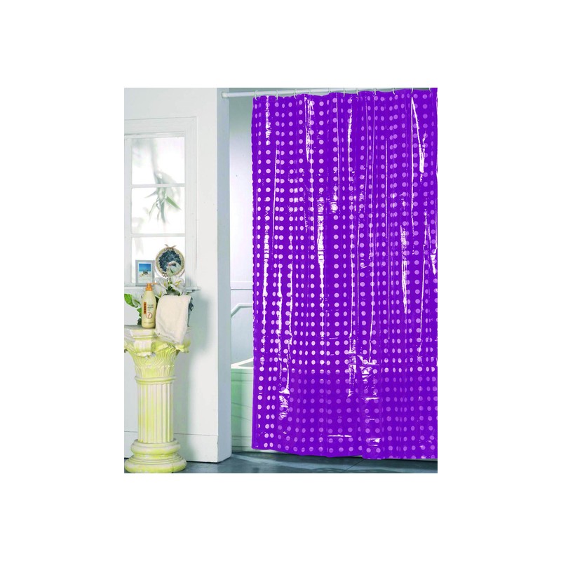 cortina de baño pvc180x200 lila con circulos